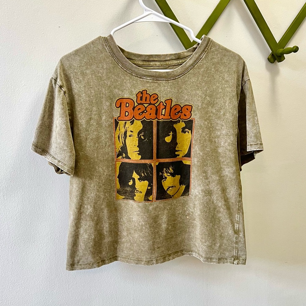 The Beatles 🧡 Acid Wash Crop Tee